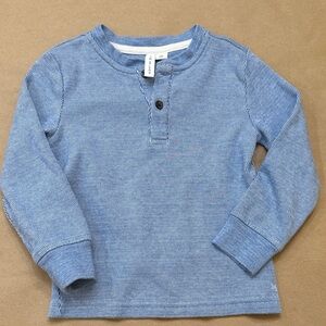 Janie and Jack Blue Textured Jacquard Henley Long Sleeve Boys Tee
